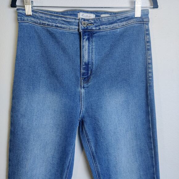 Kancan Ultra High Rise Extreme Flare Boho Jeans 29 Raw Hem Vintage Wash - Picture 4 of 13